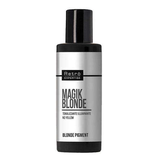 Bottiglia nera con tappo nero etichetta bianca e scritte nere.