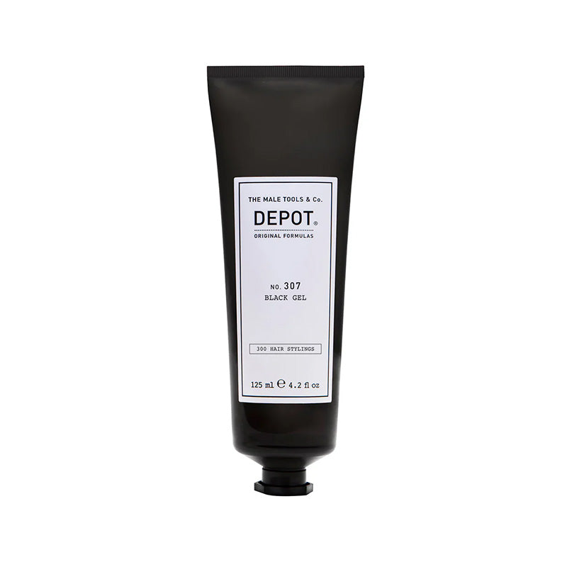 Tubo nero con etichetta bianca.
