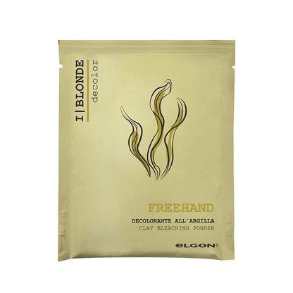 Bustina di 40° monodose di decolorante all'argilla elgon iblonde freehand, per effettuare schiariture a mano con massima precisione.