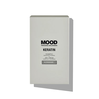 Kit per capelli deboli indisciplinati e sfibrati composto da una box grigia con all'interno due prodotti uno shampoo da 200ml e una crema disciplinante e nutritiva da 200ml. 