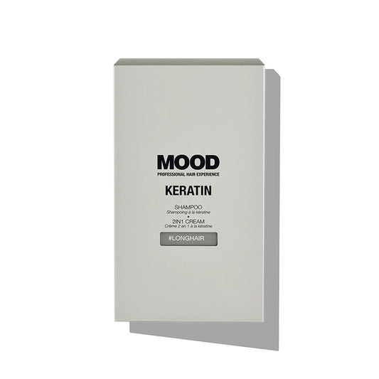 Kit per capelli deboli indisciplinati e sfibrati composto da una box grigia con all'interno due prodotti uno shampoo da 200ml e una crema disciplinante e nutritiva da 200ml. 