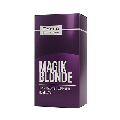 Scatola metallizzata nera con scritte bianche su sfondo bianco.