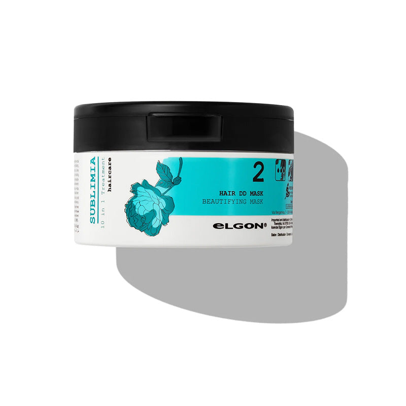 Maschera di colore bianco con tema floreale di colore azzurro, tappo nero tutto corpo.